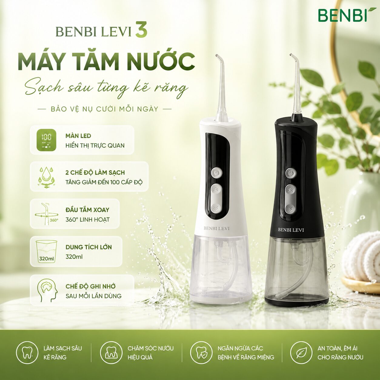 MÁY TĂM NƯỚC BENBI LEVI 3 – TRI KỈ NỤ CƯỜI