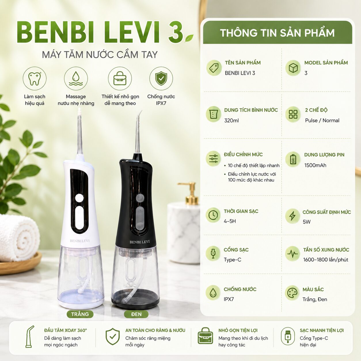 MÁY TĂM NƯỚC BENBI LEVI 3 – TRI KỈ NỤ CƯỜI