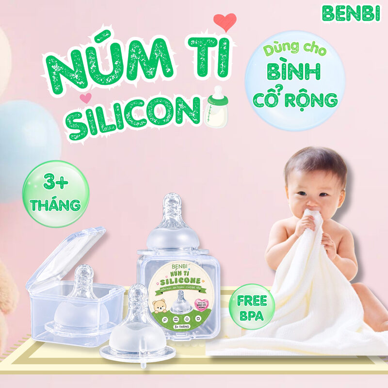 Núm Ti Silicone Cho Bình Cổ Rộng