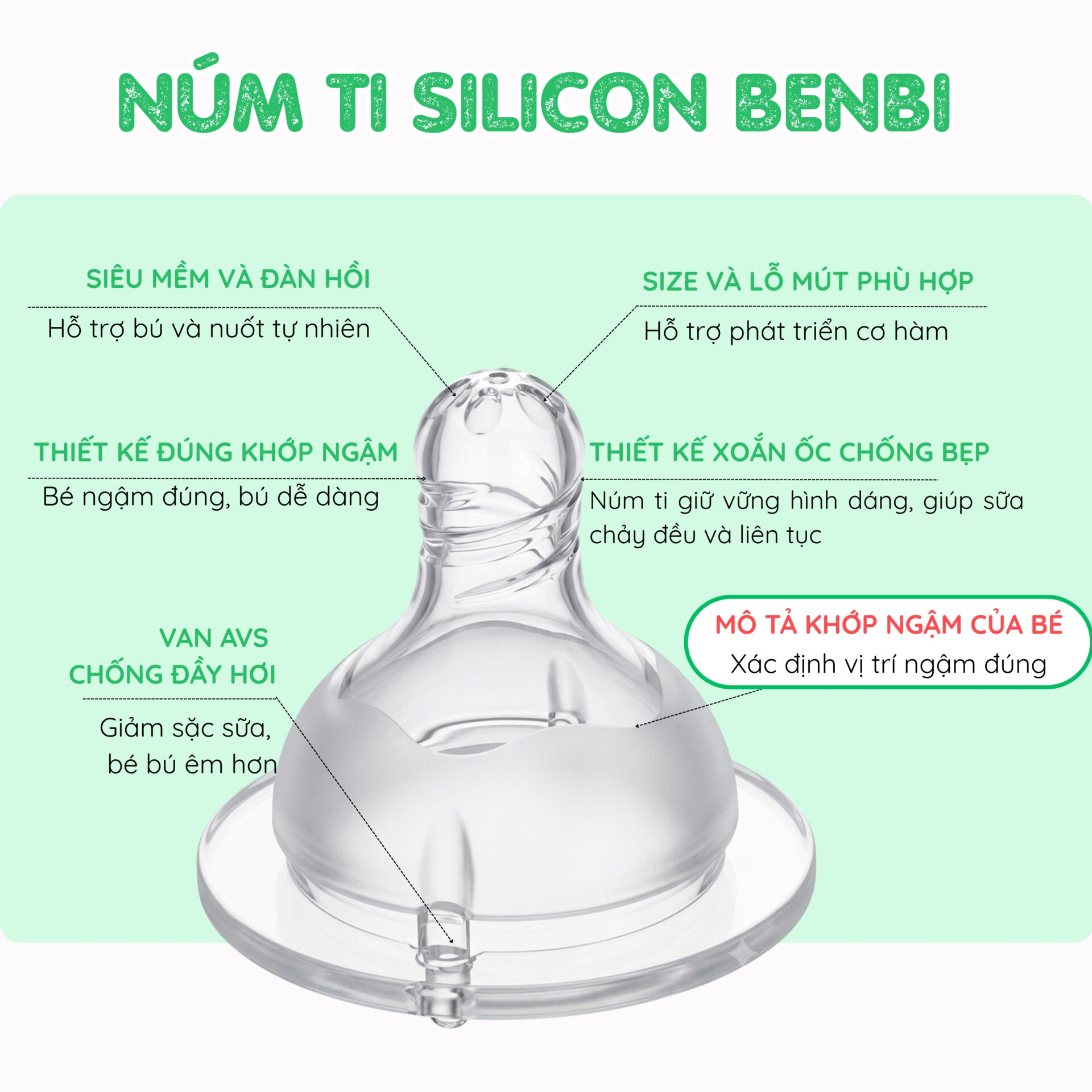Núm Ti Silicone Cho Bình Cổ Rộng