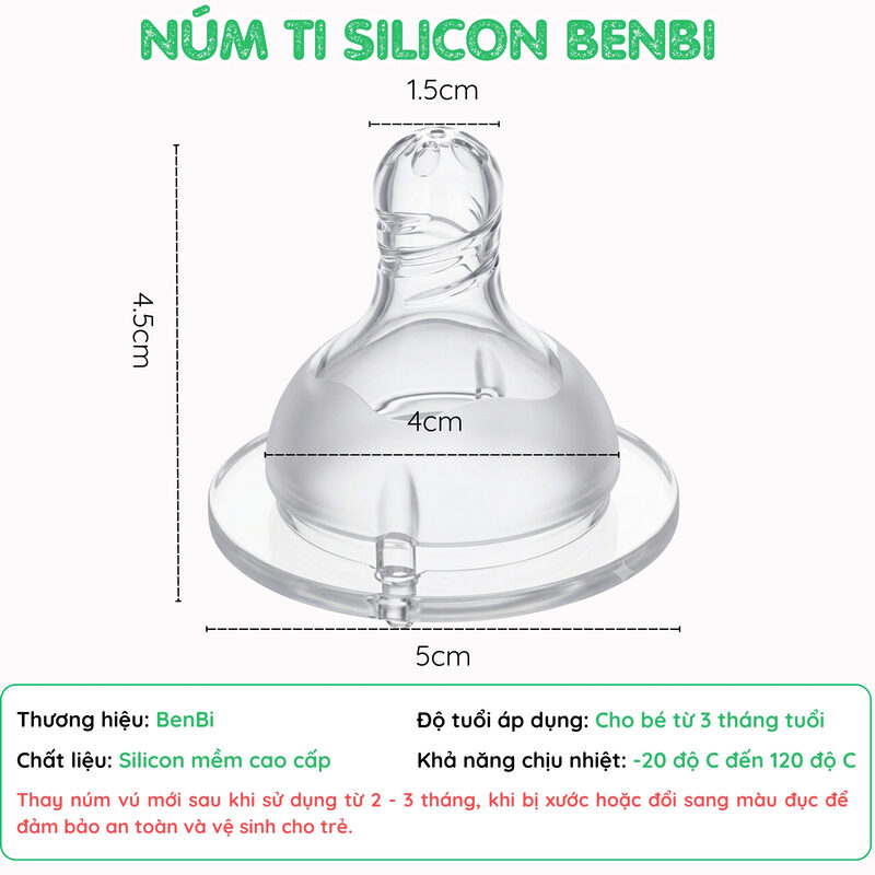 Núm Ti Silicone Cho Bình Cổ Rộng