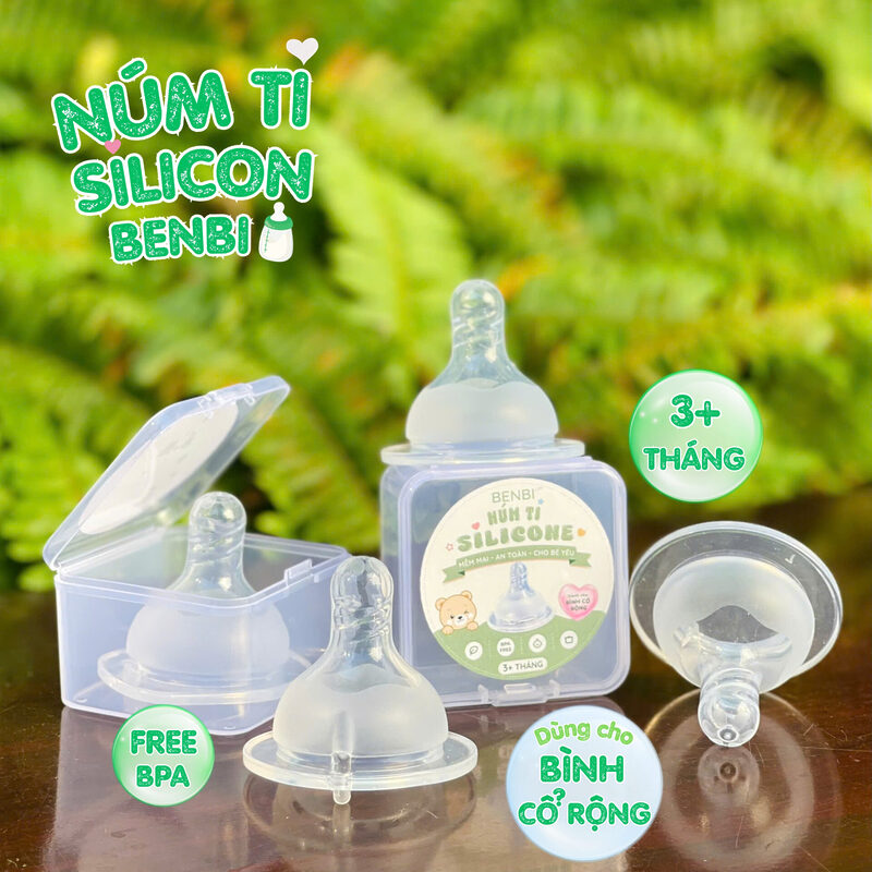 Núm Ti Silicone Cho Bình Cổ Rộng