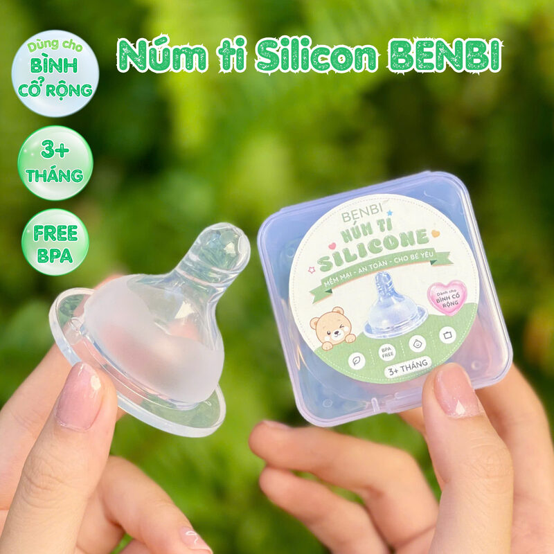 Núm Ti Silicone Cho Bình Cổ Rộng