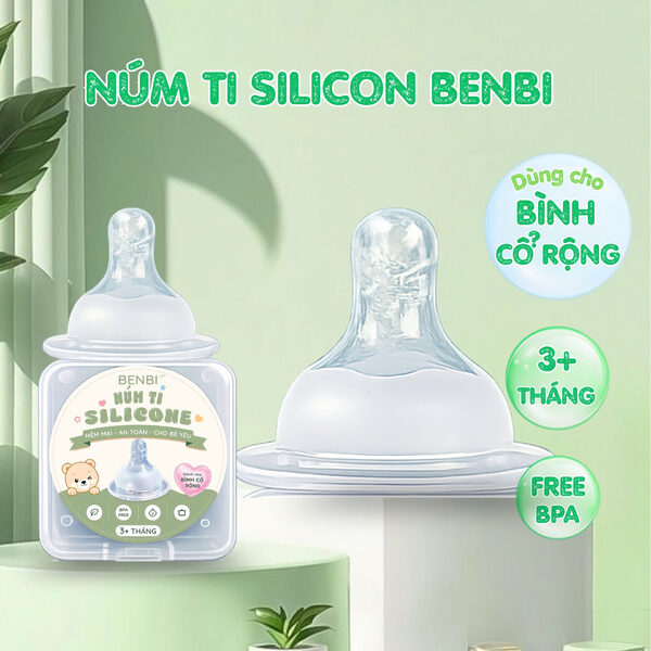 Núm Ti Silicone Cho Bình Cổ Rộng